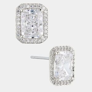 NEW NADRI MODERN LOVE SILVER HALO STUD EARRINGS